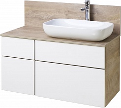 Акватон Мебель для ванной Мишель 100 дуб эндгрейн/белый с раковиной Infinity – фотография-2